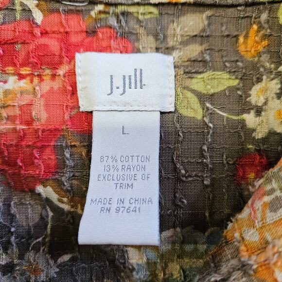 J. Jill Floral Jacket Size L Lightweight Button Front Autumn Grandmacore Mature - Picture 5 of 9